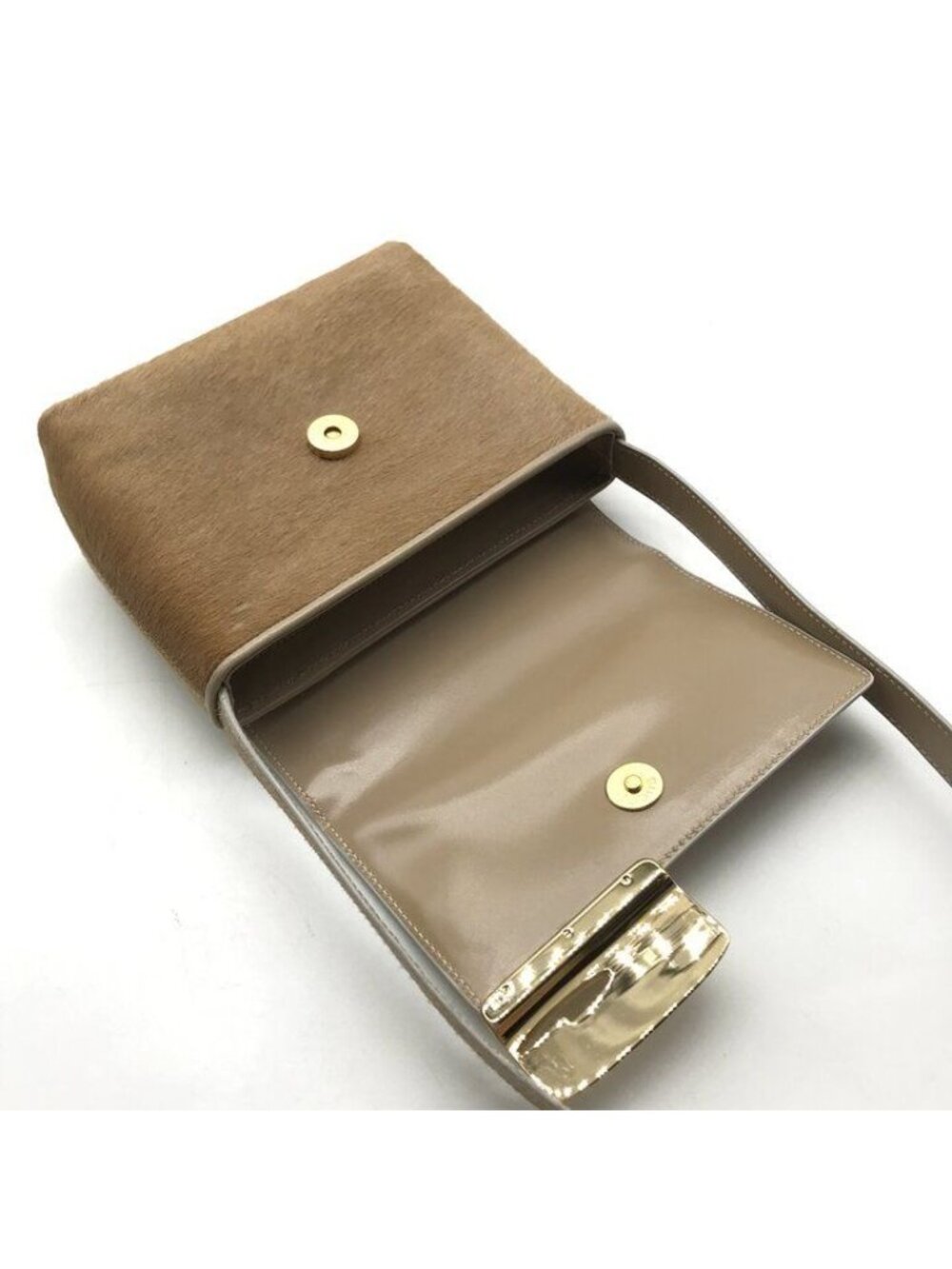 Gucci Vintage Calf Hair Shoulder Bag Beige G Logo - Picture 8 of 10